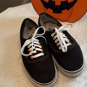 Black Canvas VANS Sneakers with Colorful Eyelets